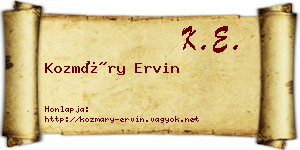 Kozmáry Ervin névjegykártya