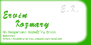 ervin kozmary business card